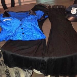Halloween Costume -  Blue and Black Police Woman Costume Set